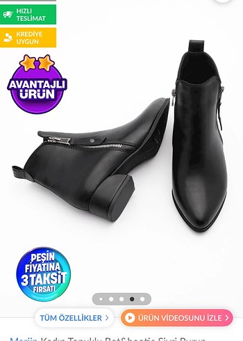 Siyah Deri Stiletto Topuklu Kadın Bot