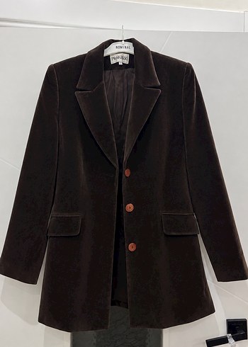 Zara Koyu Kahverengi Kadife Blazer Ceket
