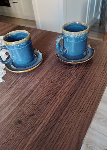 Koyu Mavi Seramik Fincan ve Tabak Seti - Görsel 3