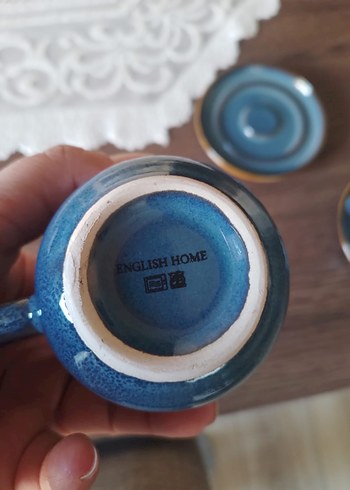 Koyu Mavi Seramik Fincan ve Tabak Seti - Görsel 4