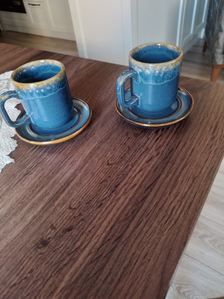 Koyu Mavi Seramik Fincan ve Tabak Seti - Görsel 3