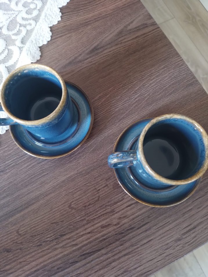 Koyu Mavi Seramik Fincan ve Tabak Seti - Görsel 2