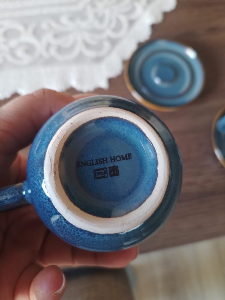 Koyu Mavi Seramik Fincan ve Tabak Seti - Görsel 4