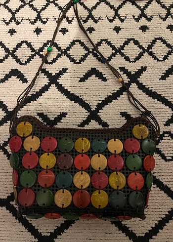 Boncuklu Çok Renkli Bohem Örgü Kadın Çantası - Görsel 2