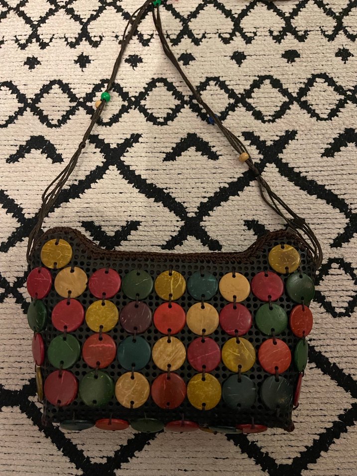 Boncuklu Çok Renkli Bohem Örgü Kadın Çantası - Görsel 2