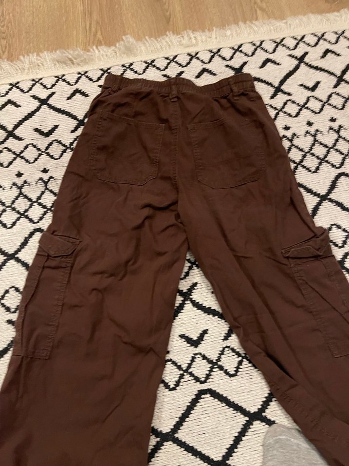 Kahverengi Bol Kesim Kadın Kot Pantolon - Görsel 4