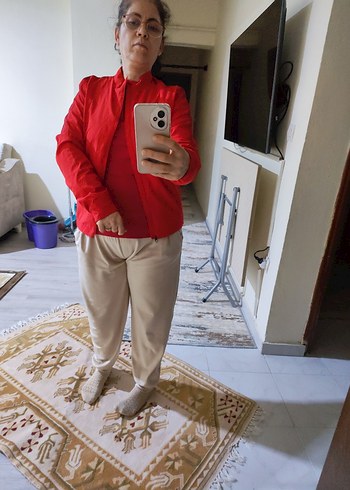 Kırmızı Nike Fermuarlı Midi Spor Ceket - Görsel 11