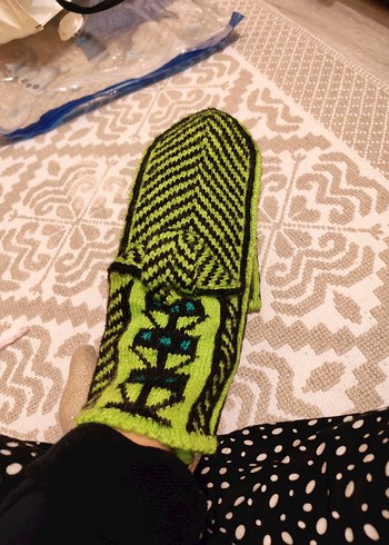 Nakışlı Koyu patik çorap #örmepatik - Görsel 4