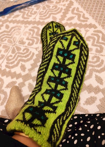 Nakışlı Koyu patik çorap #örmepatik - Görsel 5