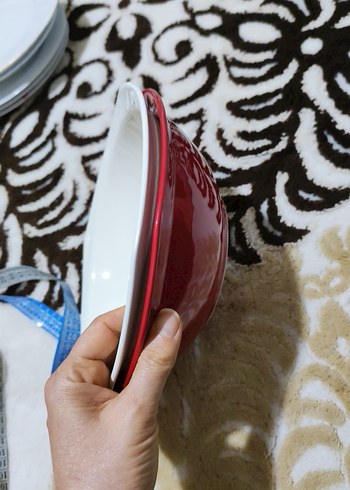 Kırmızı ve Beyaz Plastik Tabak Seti - Görsel 6