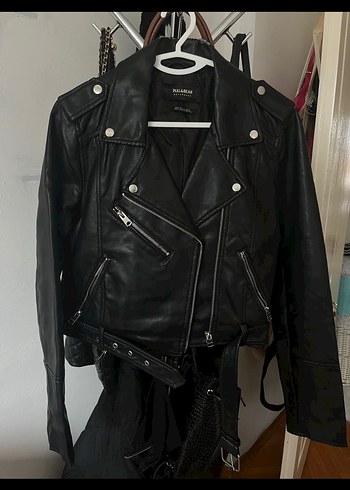 Kadın Siyah Deri Biker Ceket