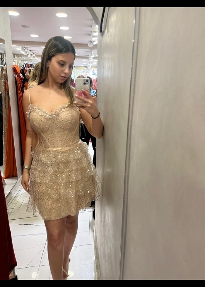 Simli kısa abiye - Görsel 2