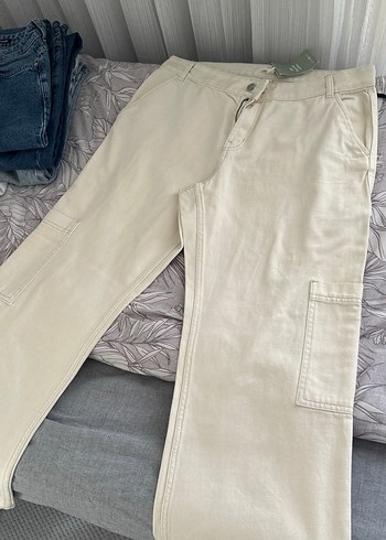 H&M Ekru Kargo Pantolon Rahat Ve Sik