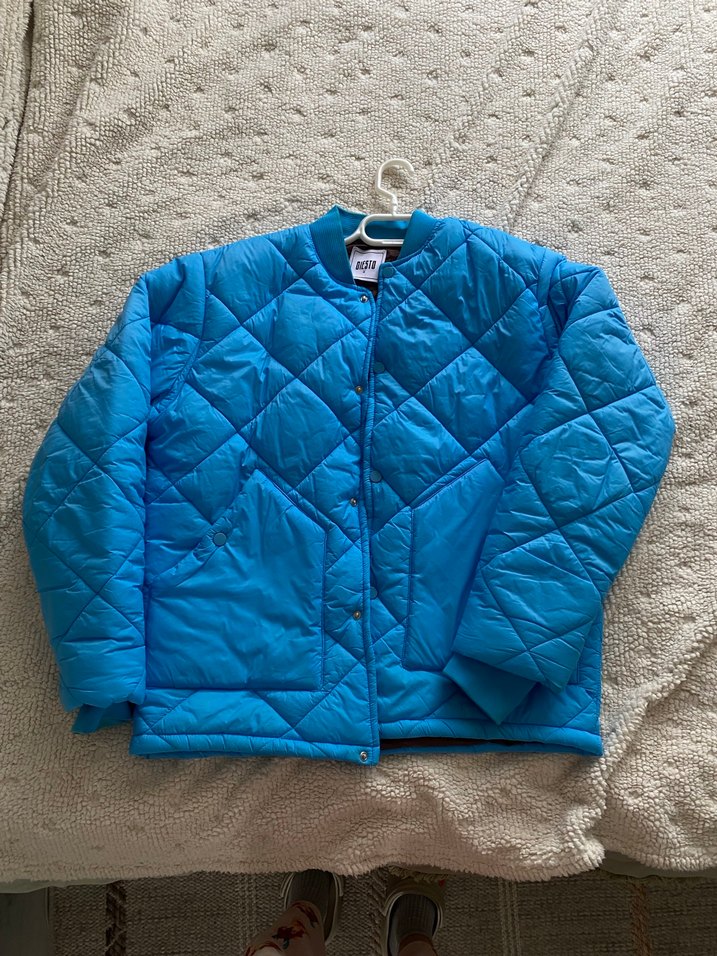 Mavi Düğmeli erkek şişme Mont - Görsel 2