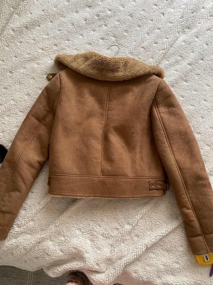 Kahverengi Süet Kürklü Kadın Ceket - Görsel 3