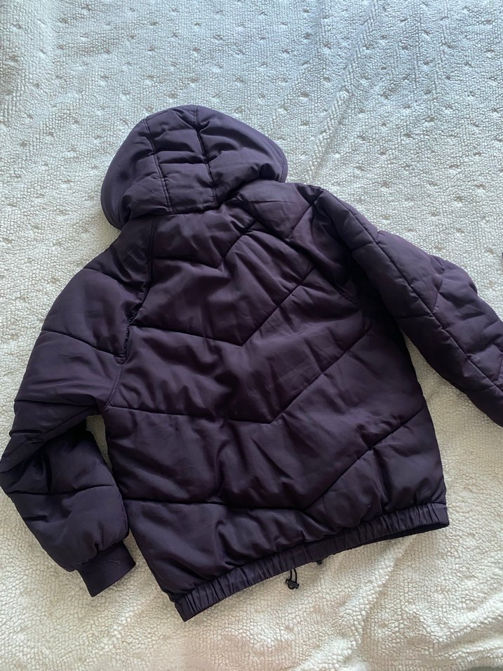 Mor Kapüşonlu Kadın Kışlık Mont - Görsel 2