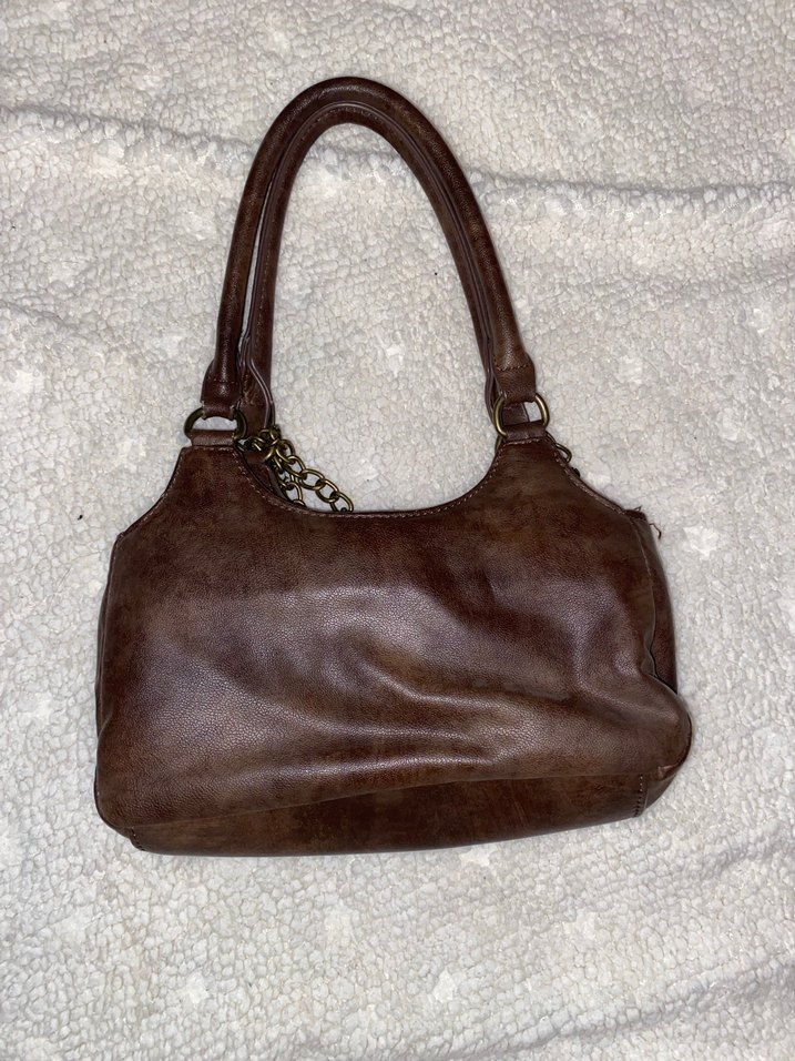 Stradivarius Zincir Detaylı Kahverengi Deri Kadın Çanta - Görsel 2