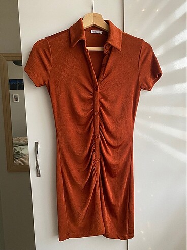 s Beden turuncu Renk Mini elbise