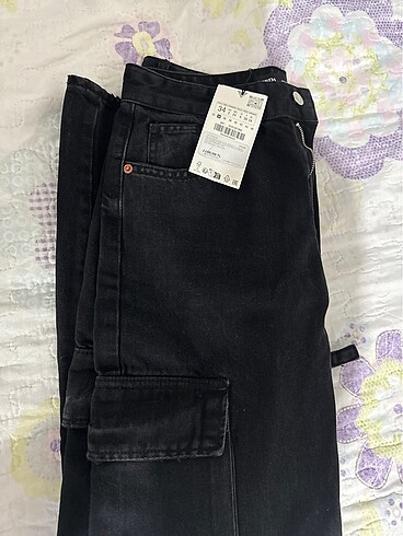 34 Beden siyah Renk ZARA KARGO JEAN