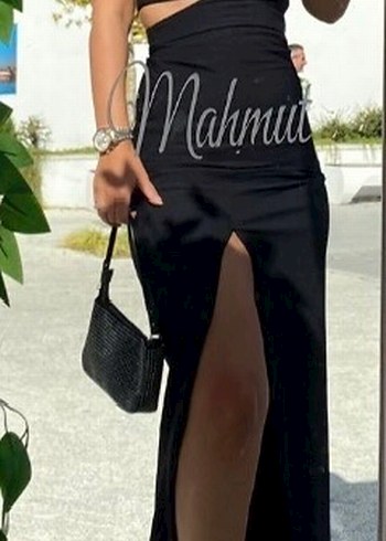 Siyah V Yakalı Uzun Drapeli Kadın Elbise - Görsel 8