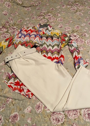 Beyaz Kumaş Kadın Pantolon - Görsel 11