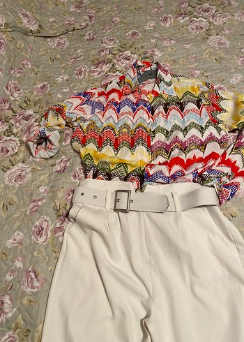 Beyaz Kumaş Kadın Pantolon - Görsel 10
