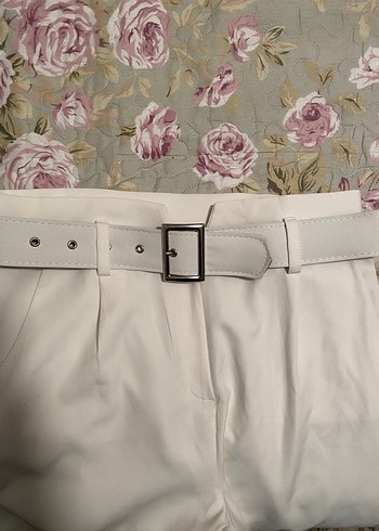 Beyaz Kumaş Kadın Pantolon - Görsel 4