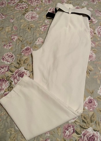 Beyaz Kumaş Kadın Pantolon - Görsel 9