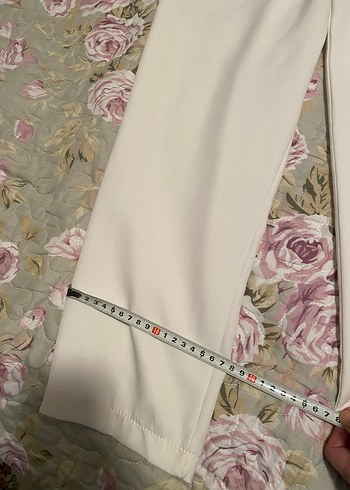 Beyaz Kumaş Kadın Pantolon - Görsel 5