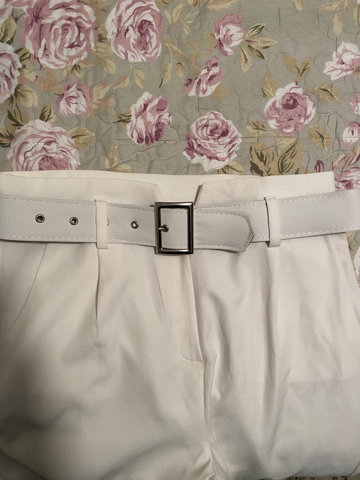 Beyaz Kumaş Kadın Pantolon - Görsel 4