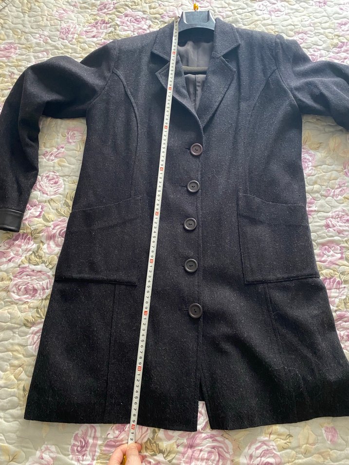 Siyah ince  Kaşe  Kaban - Görsel 5