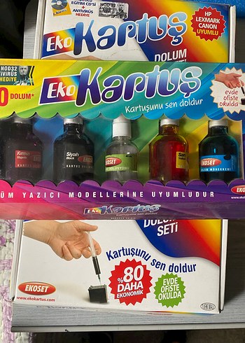 EkoSet 3takım Çok Renkli Yazıcı Mürekkep Seti - Görsel 2