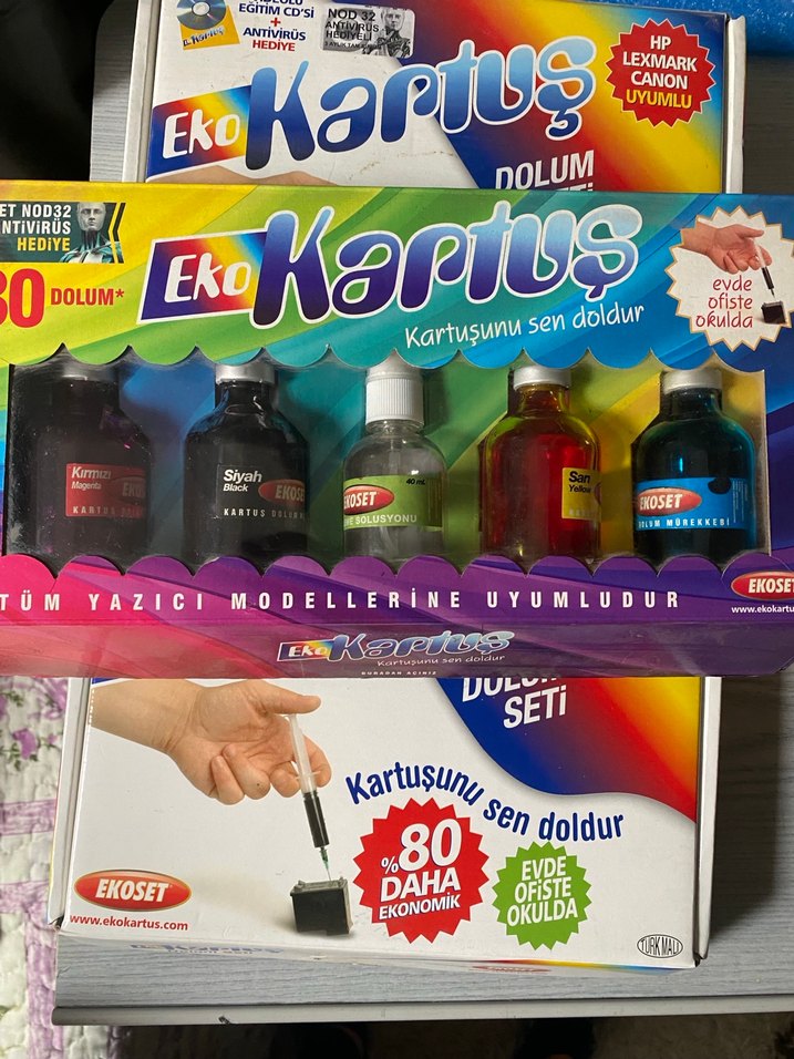 EkoSet 3takım Çok Renkli Yazıcı Mürekkep Seti - Görsel 2