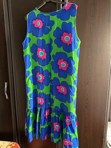 xl Beden mavi Renk Çiçekli elbise