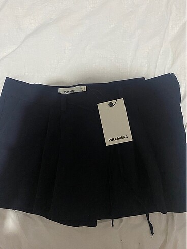 pull bear pileli lacivert şort etek