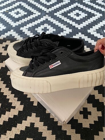 Superga superga siyah deri sneakers