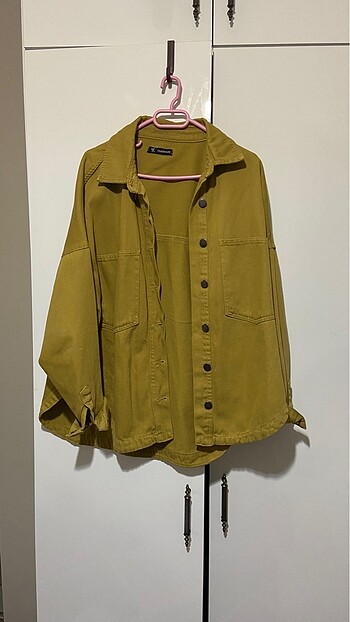Yağ Yeşili oversize kot ceket