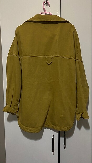 l Beden Yağ Yeşili oversize kot ceket
