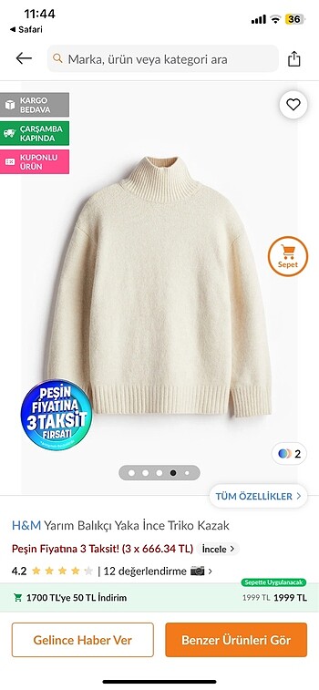 Beyaz oversize boğazlı kazak