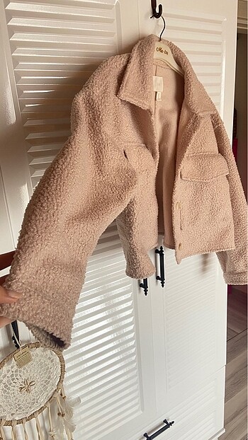 l Beden H&M pudra crop yünlü ceket