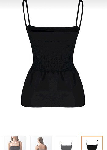 Zara Siyah Denim İnce Askılı Bluz