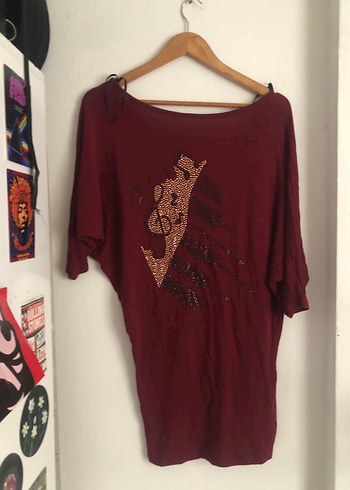 Bordo V Yaka Dökümlü bluz - Görsel 2