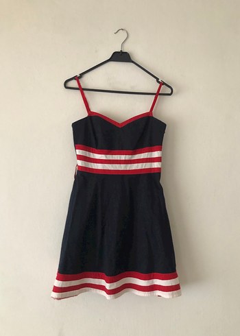 Çizgili Midi Strappy Elbise