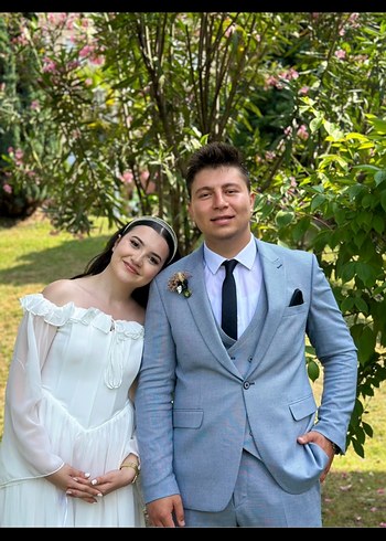 Trendyol & Milla Trendyol korseli beyaz elbise mezuniyet nişan