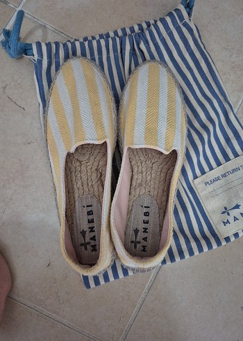 Sarı Çizgili Kadın Dolgu Topuk Espadril - Görsel 4