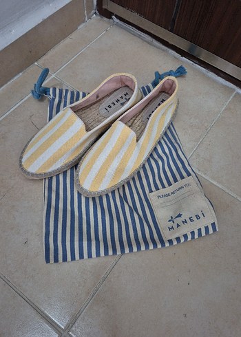 Sarı Çizgili Kadın Dolgu Topuk Espadril - Görsel 7