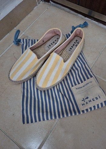 Sarı Çizgili Kadın Dolgu Topuk Espadril - Görsel 6