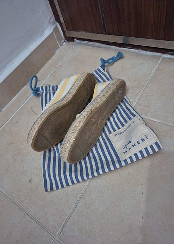 Sarı Çizgili Kadın Dolgu Topuk Espadril - Görsel 5