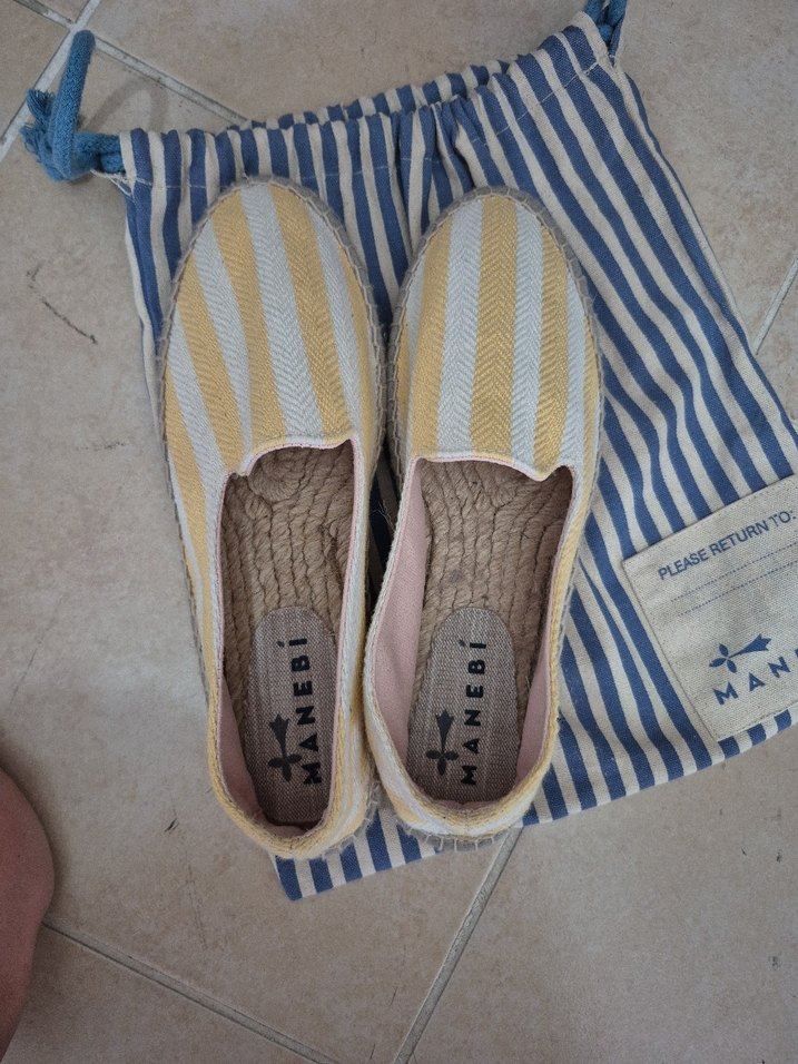 Sarı Çizgili Kadın Dolgu Topuk Espadril - Görsel 4