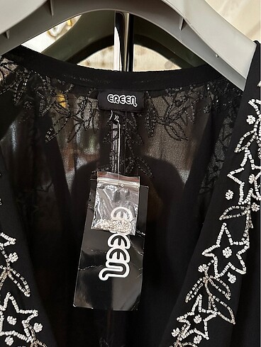 l Beden siyah Renk Zara Taşlı Transparan Bluz/Abiye